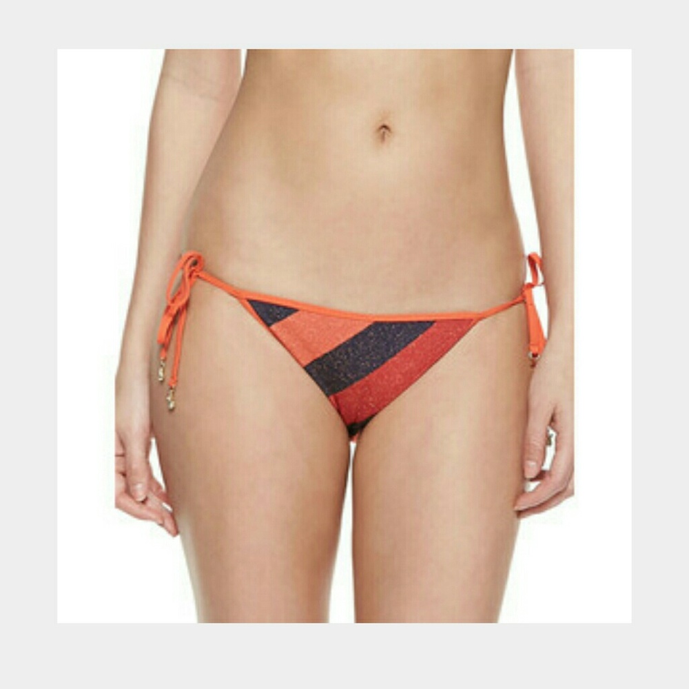 NWT Marc By Marc Jacobs Metallic Striped Reversible Bikini Bottom Size XL
